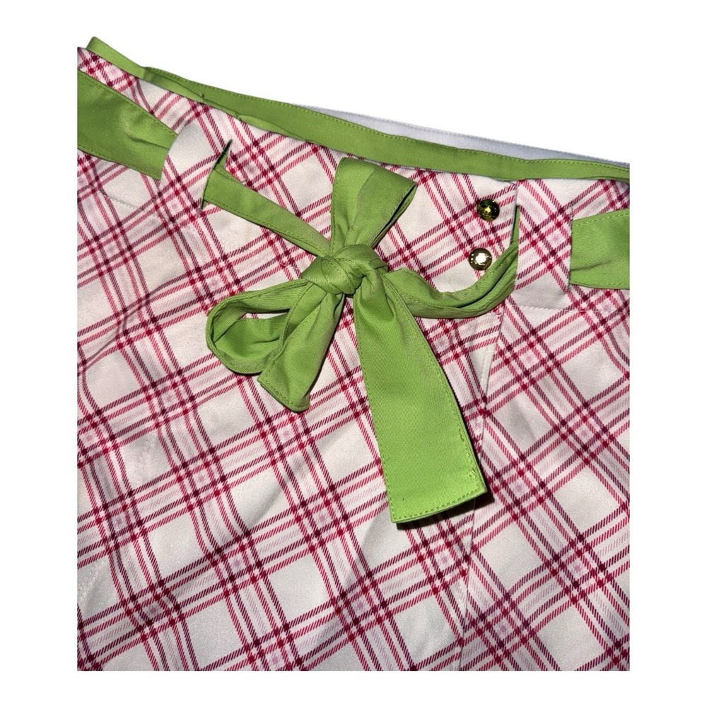 Jack Nicklaus Golf White Pink Green Gingham A-Line Skirt Skort & Shorts Size 6 - Picture 3 of 8
